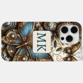 Coques Case-Mate iPhone Papillons vintages Steampunk Monogramme (Verso (horizontal))