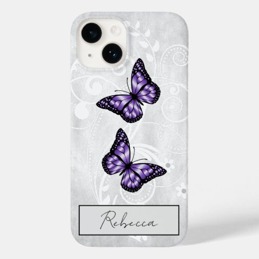 Coques Case-Mate iPhone Papillons violets brillants (Verso)