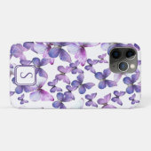 Coques Case-Mate iPhone Papillons violets Moderne Élégant Monogramme perso (Dos (Horizontal))