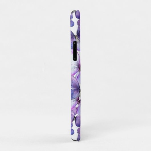 Coques Case-Mate iPhone Papillons violets Moderne Élégant Monogramme perso (Dos/Droite)
