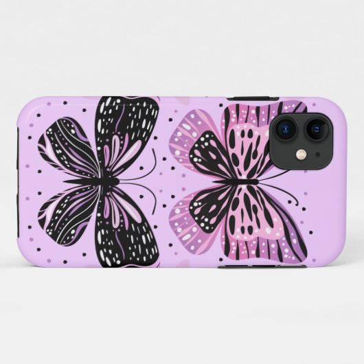 Coques Case-Mate iPhone Papillons violets roses (Dos (Horizontal))