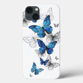 Coques Case-Mate iPhone Papillons volants bleus Morpho (Verso)