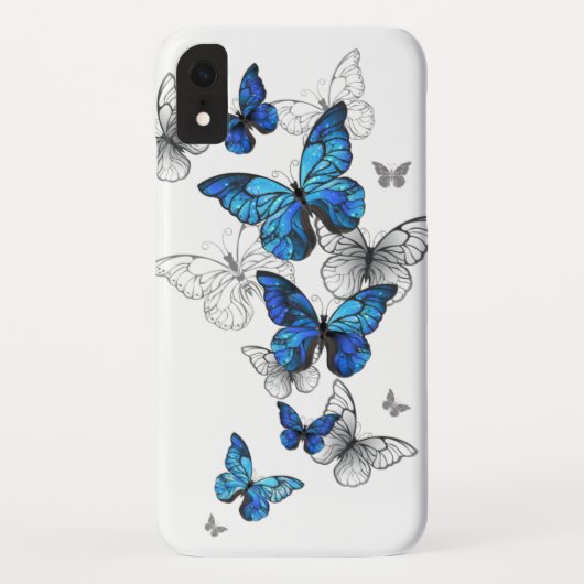 Coques Case-Mate iPhone Papillons volants bleus Morpho (Dos)