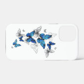 Coques Case-Mate iPhone Papillons volants bleus Morpho (Verso (horizontal))