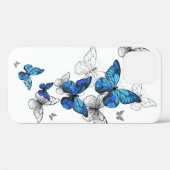 Coques Case-Mate iPhone Papillons volants bleus Morpho (Verso (horizontal))
