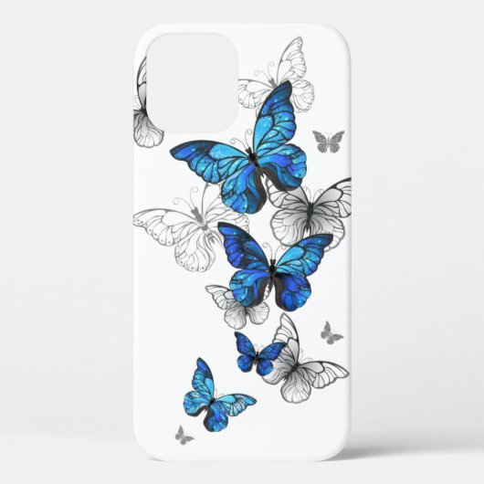 Coques Case-Mate iPhone Papillons volants bleus Morpho (Verso)