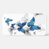 Coques Case-Mate iPhone Papillons volants bleus Morpho (Verso (horizontal))