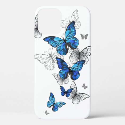 Coques Case-Mate iPhone Papillons volants bleus Morpho (Verso)
