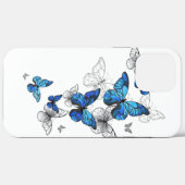 Coques Case-Mate iPhone Papillons volants bleus Morpho (Verso (horizontal))