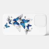 Coques Case-Mate iPhone Papillons volants bleus Morpho (Verso (horizontal))