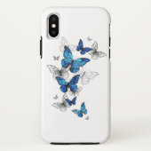 Coques Case-Mate iPhone Papillons volants bleus Morpho (Dos)