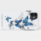Coques Case-Mate iPhone Papillons volants bleus Morpho (Dos (Horizontal))