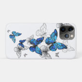 Coques Case-Mate iPhone Papillons volants bleus Morpho (Dos (Horizontal))