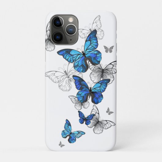 Coques Case-Mate iPhone Papillons volants bleus Morpho (Dos)