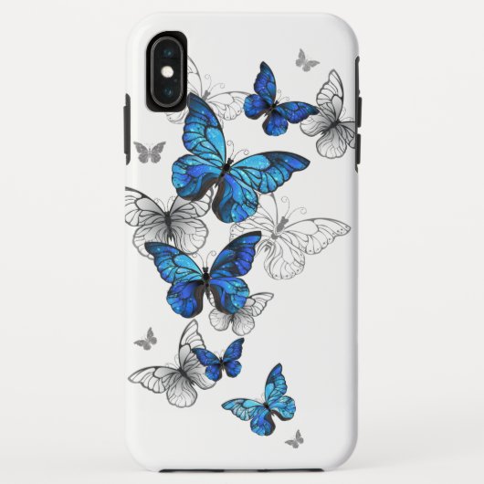 Coques Case-Mate iPhone Papillons volants bleus Morpho (Dos)