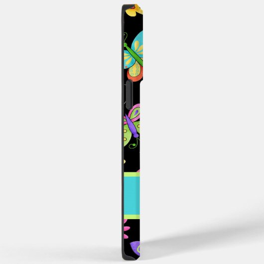 Coques Case-Mate iPhone Papillons Whimsy Nom noir Personnalisé (Verso / Droite)