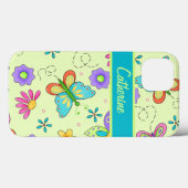 Coques Case-Mate iPhone Papillons Whimsy sur Green Custom Name (Verso (horizontal))