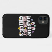 Coques Case-Mate iPhone Pâques avec mes poules Bunny Groovy Rétro (Dos (Horizontal))