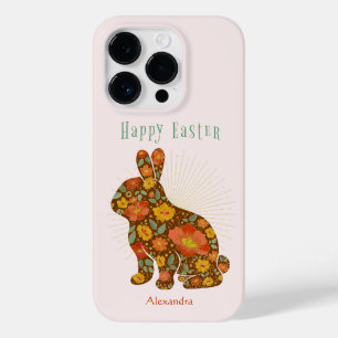 Coque Pour iPhone 14 Pro Pâques Bunny Gold Floral Personnalisé