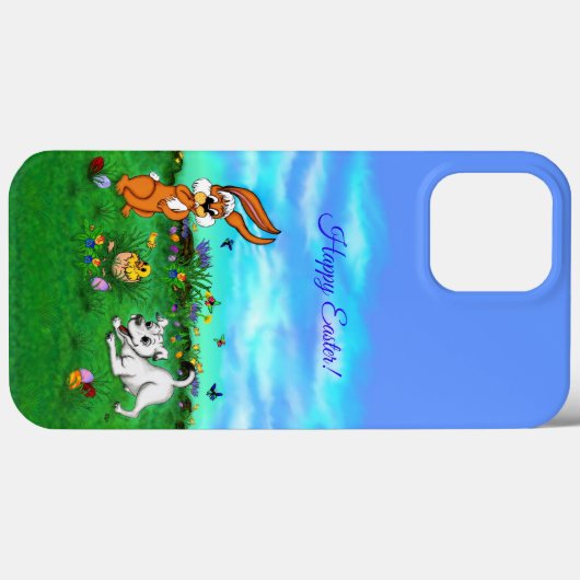 Coques Case-Mate iPhone Pâques - Chiot Capo Rabbit et Chick (Verso (horizontal))