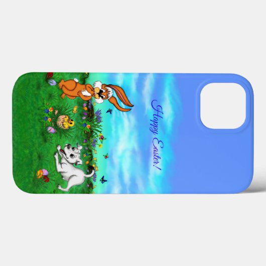 Coques Case-Mate iPhone Pâques - Chiot Capo Rabbit et Chick (Verso (horizontal))