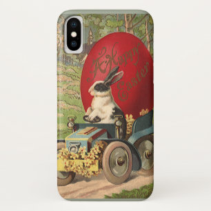 Coque Case-Mate Pour iPhone Pâques drôle vintage, lapin de Pâques oeuf automob