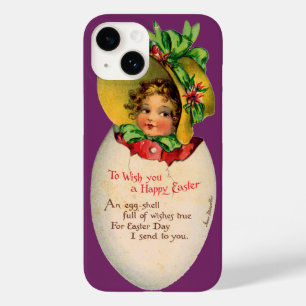 Coque Pour iPhone 14 Pâques victorien, fille vintage avec bonnet dans l