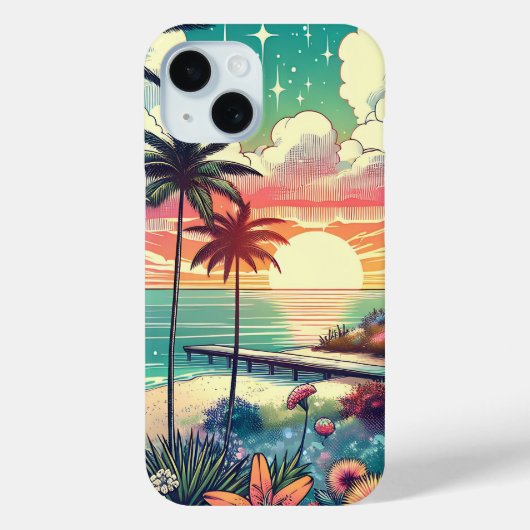 Coques Case-Mate iPhone Paradis rose et turquoise | Art de la plage (Verso)