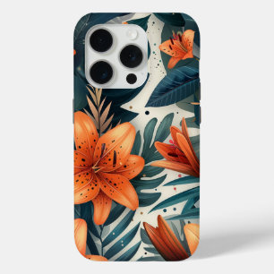 Coque iPhone 15 Pro Paradis Tropical Fleuriste Orange Lily