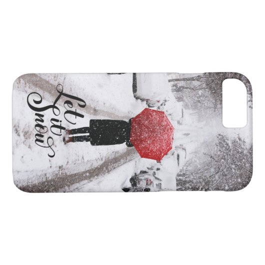 Coques Case-Mate iPhone Parapluie rouge en hiver Wonderland - Let It Snow (Dos (Horizontal))