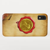 COQUES Case-Mate iPhone PARC ANTIQUE OWL OR JAUNE EN CIRE ROUGE SCEAU (Dos (Horizontal))