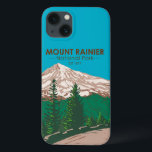 Case-Mate iPhone Case Parc national du Mont Rainier Washington Vintage<br><div class="desc">Conception de l'illustration vectorielle de Mount Rainier. Le parc est entouré de vallées,  de cascades et de prairies subalpines.</div>