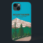 Case-Mate iPhone Case Parc national du Mont Rainier Washington Vintage<br><div class="desc">Conception de l'illustration vectorielle de Mount Rainier. Le parc est entouré de vallées,  de cascades et de prairies subalpines.</div>