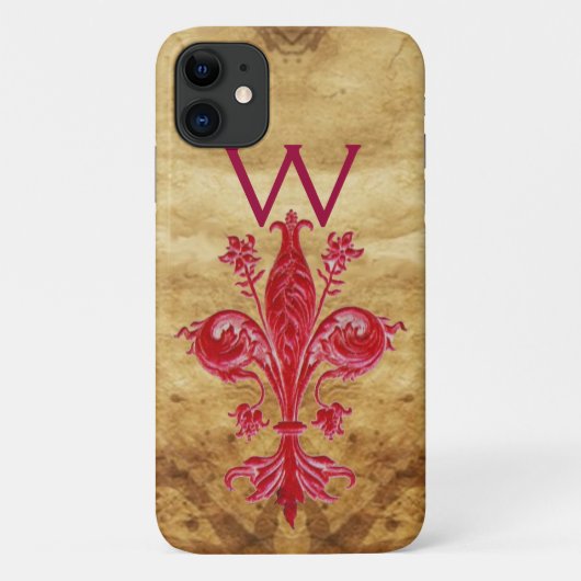 COQUES Case-Mate iPhone PARCHEMENT FLORENTINE ROUGE LILY FLEUR DE LIS (Dos)