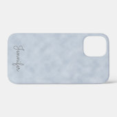 Coques Case-Mate iPhone Parchemin Bleu-Gris Élégant avec Nom (Verso (horizontal))