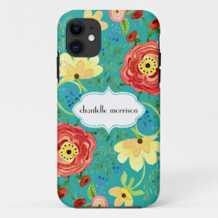 Coques Pour iPhone Parenthèse rose de feuille florale moderne de