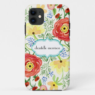Coque Case-Mate Pour iPhone Parenthèse rose de feuille florale moderne de