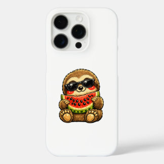 Coques iPhone 16 Pro Paresseux mignon avec pastèque