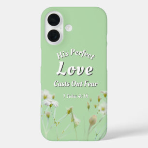 Coques iPhone 16 Parfait Amour Chasse la Peur Floral Vert Clair