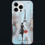 Coques iPhone 16 Pro Max Paris Bound Woman<br><div class="desc">Tableau spectaculaire du rêve d'aller à Paris. Les larges coups de pinceau ajoutent le drame à cette peinture d'une femme en noir portant un sac rouge et se dirigeant vers la Tour Eiffel. Ajoutez votre nom dans une police de caractères gracieuse pour un coque adorable !</div>
