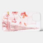 Coques Case-Mate iPhone Paris Scène et Fleurs roses Personnalisées (Verso (horizontal))
