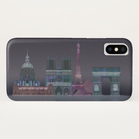 Coques Case-Mate iPhone Paris Skyline Réflexions nocturnes (Dos (Horizontal))
