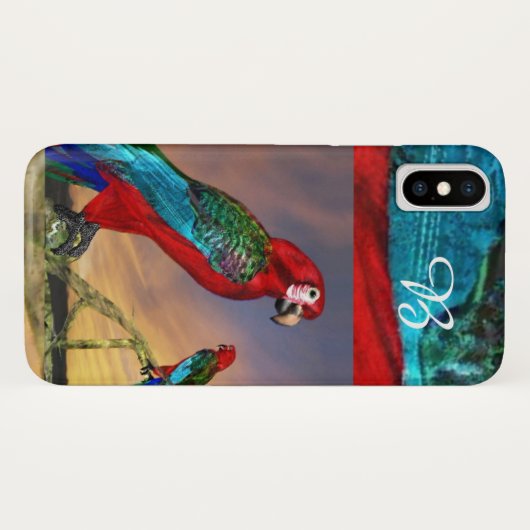 COQUES Case-Mate iPhone PARROTS HYPER / MONOGRAMME ARA ROUGE (Dos (Horizontal))