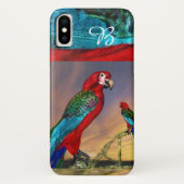 COQUES Case-Mate iPhone PARROTS HYPER / MONOGRAMME ARA ROUGE (Dos)