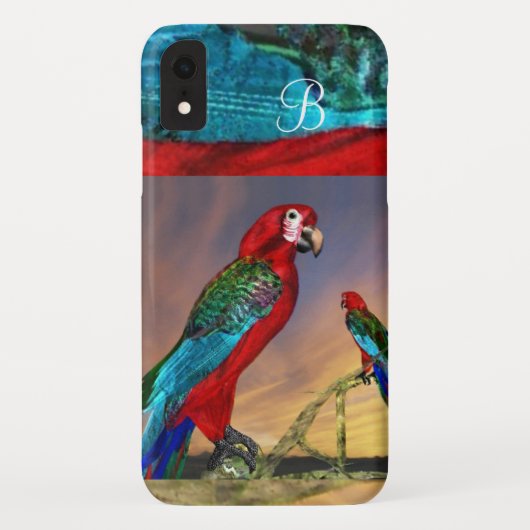 COQUES Case-Mate iPhone PARROTS HYPER / MONOGRAMME ARA ROUGE (Dos)