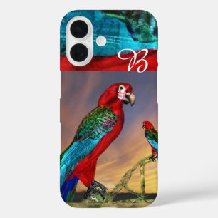COQUES iPhone 16  PARROTS HYPER / MONOGRAMME ARA ROUGE