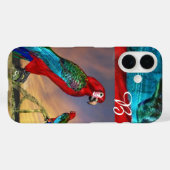 COQUES Case-Mate iPhone PARROTS HYPER / MONOGRAMME ARA ROUGE (Verso (horizontal))