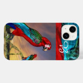 COQUES Case-Mate iPhone PARROTS HYPER / MONOGRAMME ARA ROUGE (Verso (horizontal))