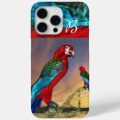 COQUES Case-Mate iPhone PARROTS HYPER / MONOGRAMME ARA ROUGE (Verso)
