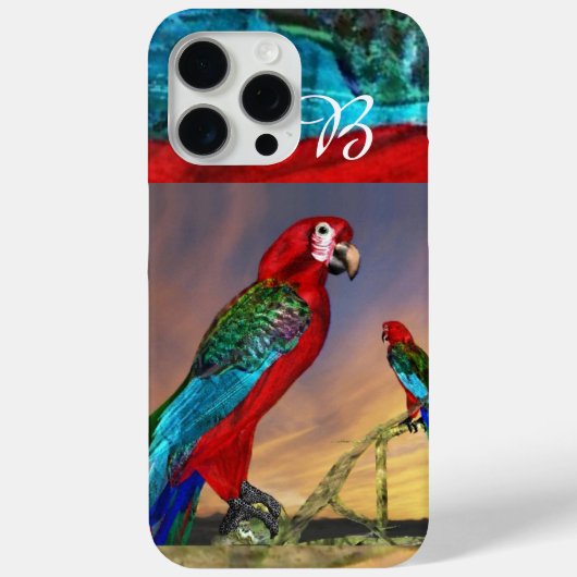 COQUES Case-Mate iPhone PARROTS HYPER / MONOGRAMME ARA ROUGE (Verso)
